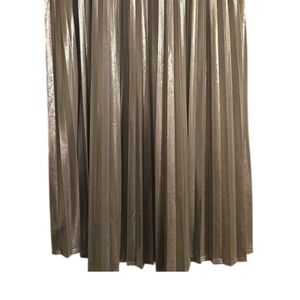 Tulle Metallic Taupe Pleated Maxi Skirt with Shine